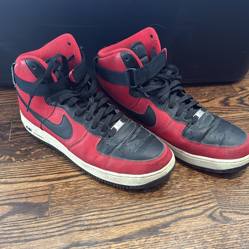 Nike Air Force 1 High Top - Red & Black - Size 11.5